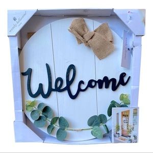 Wendy Bellissimo “Welcome” Farmhouse Decorative Wood Planked Wreath NWT